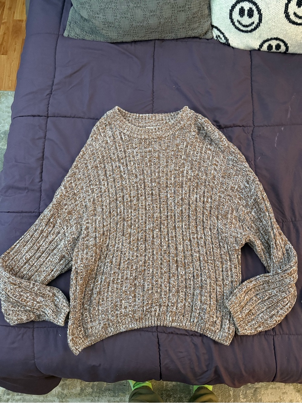 Universal Thread Cozy Ribbed Crewneck Sweater - Brown/Cream